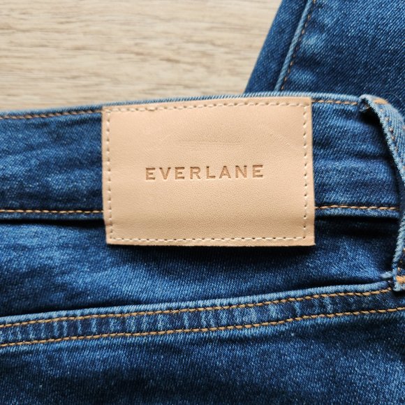 Everlane High Rise Slim Straight Button-Fly Ankle Jeans Stretch Dark Washed - Picture 10 of 10